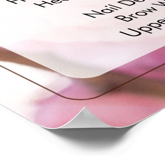 Roze Bloemnagel Salon prijslijst Menu Poster (Hoek)