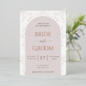 Roze bloemontwerp & gouden roos touch bruiloft folie uitnodiging (Staand Voorkant)