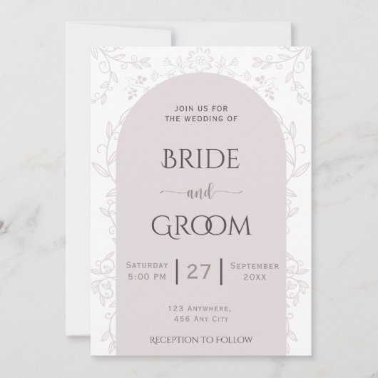 Roze bloemontwerp & gouden roos touch bruiloft kaart (Voorkant)