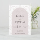 Roze bloemontwerp & gouden roos touch bruiloft kaart (Staand voorkant)