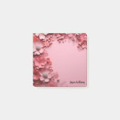 roze bloemontwerp op roze achtergrond post-it® notes (Voorkant)