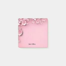  roze bloemontwerp op roze achtergrond post-it® notes