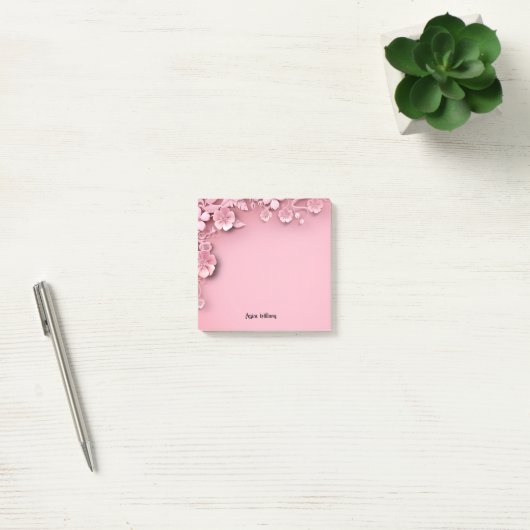  roze bloemontwerp op roze achtergrond post-it® notes (Kantoor)