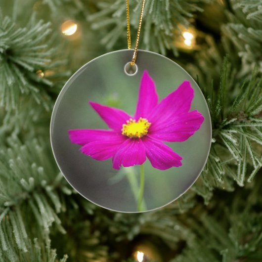 Roze Bloemornament Keramisch Ornament (Boom)