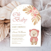 Roze Bloempampas Teddy Bear Arch Baby shower Kaart
