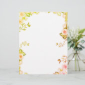 Roze bloempapier briefhoofd (Staand voorkant)