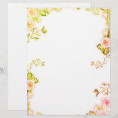 Roze bloempapier briefhoofd (Voorkant / Achterkant)