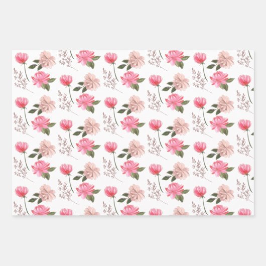 Roze bloempapierbladen inpakpapier vel (Voorkant 3)