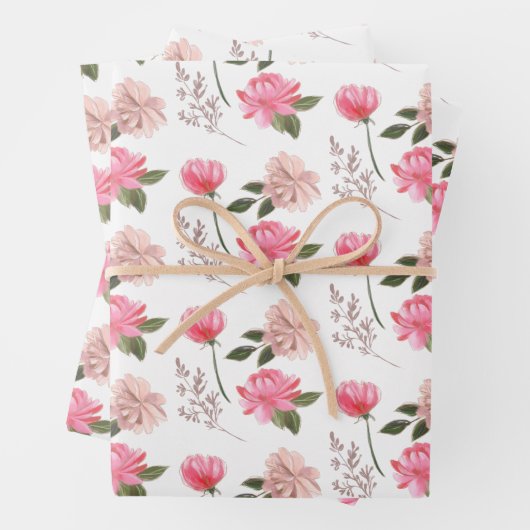 Roze bloempapierbladen inpakpapier vel (In situ)