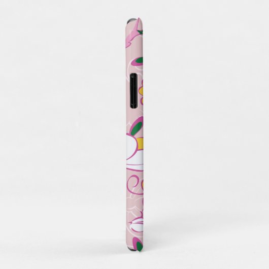Roze bloempatroon Aangepaste naam Case-Mate iPhone Case (Achterkant/rechts)