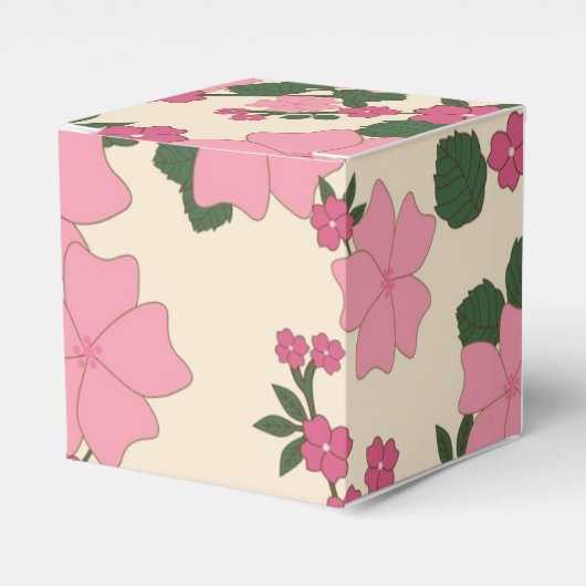 Roze bloempatroon bedankdoosjes (Voorkant Zijde)