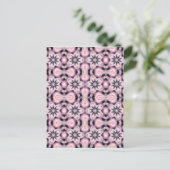 roze bloempatroon briefkaart (Staand voorkant)