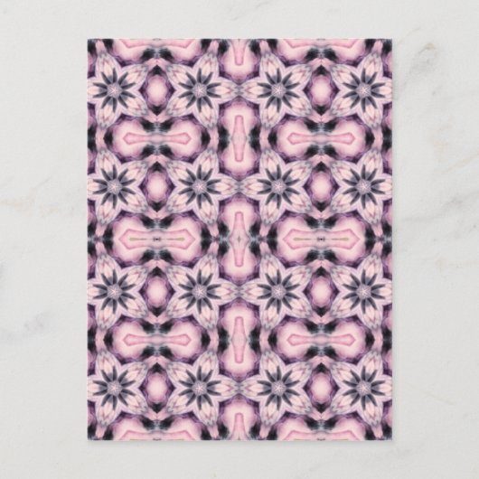 roze bloempatroon briefkaart (Voorkant)