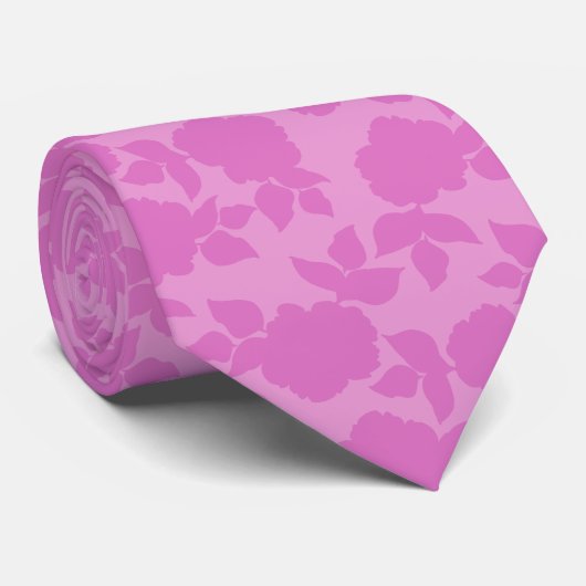 Roze bloempatroon Bruidegom Cadeau Stropdas (Opgerold)