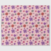 Roze bloempatroon cadeaupapier (Vlak)