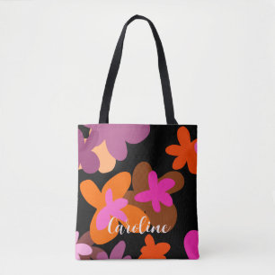 Roze bloempatroon canvas tas
