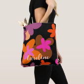 Roze bloempatroon canvas tas (Dichtbij)