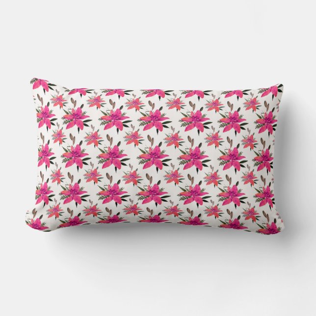 Roze Bloempatroon Design-29500 Kussen (Voorkant)