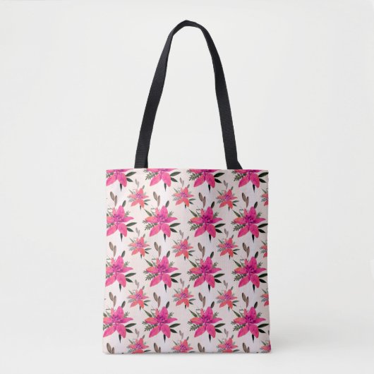 Roze Bloempatroon Design-29500 Tote Bag (Voorkant)