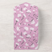 Roze Bloempatroon Design - Elegante Bloemkunst All In One Uitnodiging (Buitenkant)