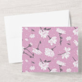 Roze Bloempatroon Design - Elegante Bloemkunst All In One Uitnodiging (Achterkant)