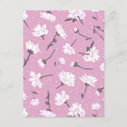 Roze Bloempatroon Design - Elegante Bloemkunst Briefkaart (Voorkant)