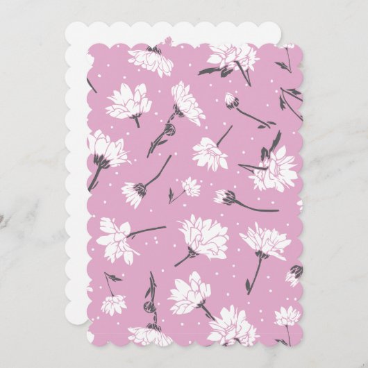 Roze Bloempatroon Design - Elegante Bloemkunst Feestdagenkaart (Voorkant / Achterkant)