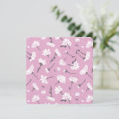 Roze Bloempatroon Design - Elegante Bloemkunst Feestdagenkaart (Staand voorkant)