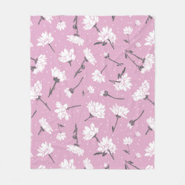 Roze Bloempatroon Design - Elegante Bloemkunst Fleece Deken