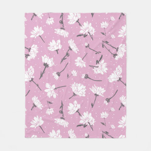 Roze Bloempatroon Design - Elegante Bloemkunst Fleece Deken