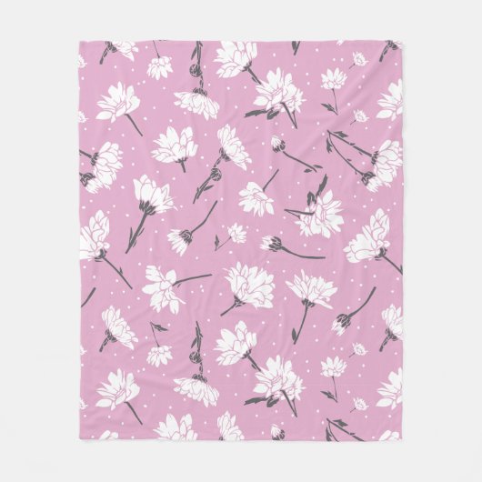 Roze Bloempatroon Design - Elegante Bloemkunst Fleece Deken (Voorkant)