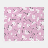 Roze Bloempatroon Design - Elegante Bloemkunst Fleece Deken (Voorkant (Horizontaal))