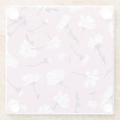 Roze Bloempatroon Design - Elegante Bloemkunst Glazen Onderzetter (Achterkant)