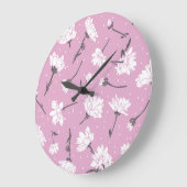 Roze Bloempatroon Design - Elegante Bloemkunst Grote Klok (Hoek)