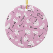 Roze Bloempatroon Design - Elegante Bloemkunst Keramisch Ornament (Voorkant)