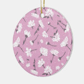 Roze Bloempatroon Design - Elegante Bloemkunst Keramisch Ornament (Links)