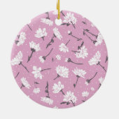 Roze Bloempatroon Design - Elegante Bloemkunst Keramisch Ornament (Achterkant)