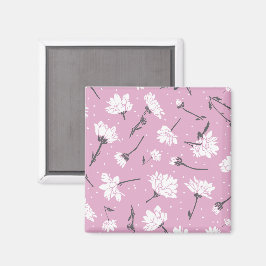 Roze Bloempatroon Design - Elegante Bloemkunst Magneet