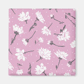 Roze Bloempatroon Design - Elegante Bloemkunst Magneet (Voorkant)