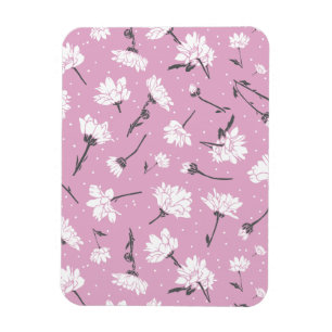 Roze Bloempatroon Design - Elegante Bloemkunst Magneet