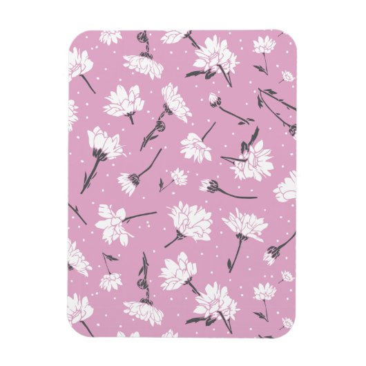 Roze Bloempatroon Design - Elegante Bloemkunst Magneet (Verticaal)