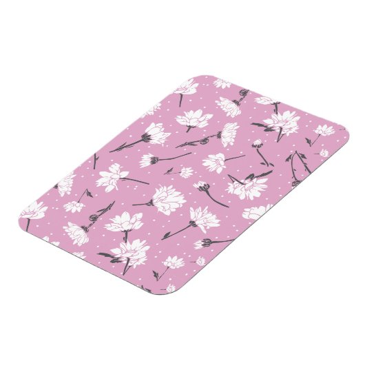 Roze Bloempatroon Design - Elegante Bloemkunst Magneet (Linkerzijde)