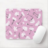 Roze Bloempatroon Design - Elegante Bloemkunst Muismat (Met muis)
