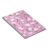 Roze Bloempatroon Design - Elegante Bloemkunst Notitieboek (Rechterzijde)
