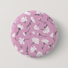 Roze Bloempatroon Design - Elegante Bloemkunst Ronde Button 5,7 Cm