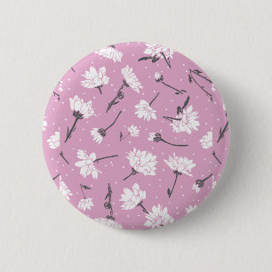 Roze Bloempatroon Design - Elegante Bloemkunst Ronde Button 5,7 Cm