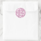 Roze Bloempatroon Design - Elegante Bloemkunst Ronde Sticker (Tas)