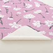 Roze Bloempatroon Design - Elegante Bloemkunst Sherpa Deken (3/4)