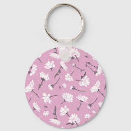 Roze Bloempatroon Design - Elegante Bloemkunst Sleutelhanger