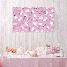 Roze Bloempatroon Design - Elegante Bloemkunst Spandoek